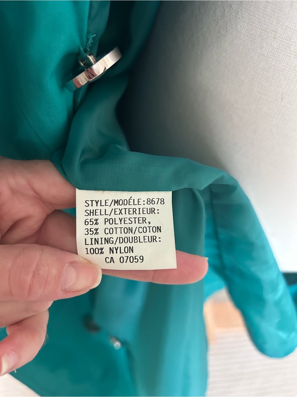 BMI par Balimel Vintage Trench Coat 80s Double Breasted Turquoise Belted - Picture 9 of 12